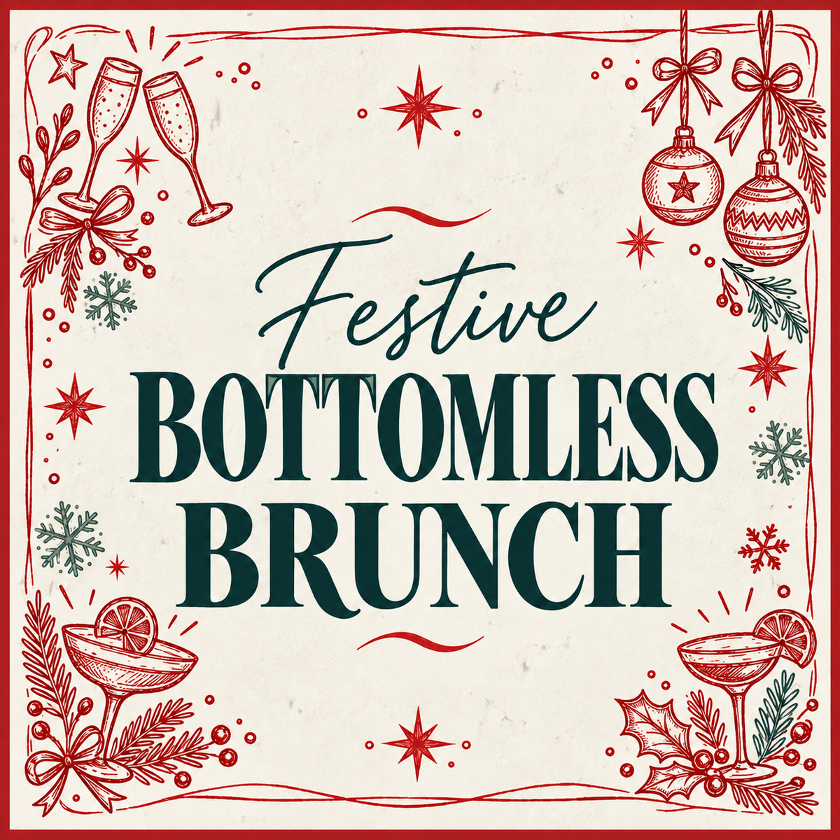Festive Bottomless Brunch menu at Gas Street Social Birmingham featuring seasonal Christmas food and bottomless drinks.