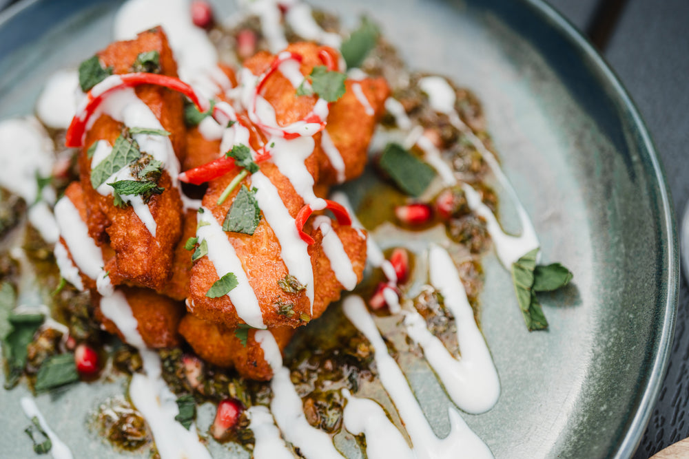 Freshly prepared hot honey halloumi set-menu pre-theatre dish